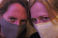 Face masks to avoid some of the exhaust fumes. We look like crooks! :)