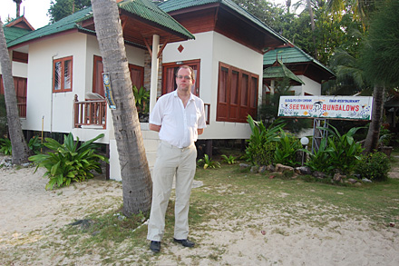 K outside our bungalow at Chao Phao beach