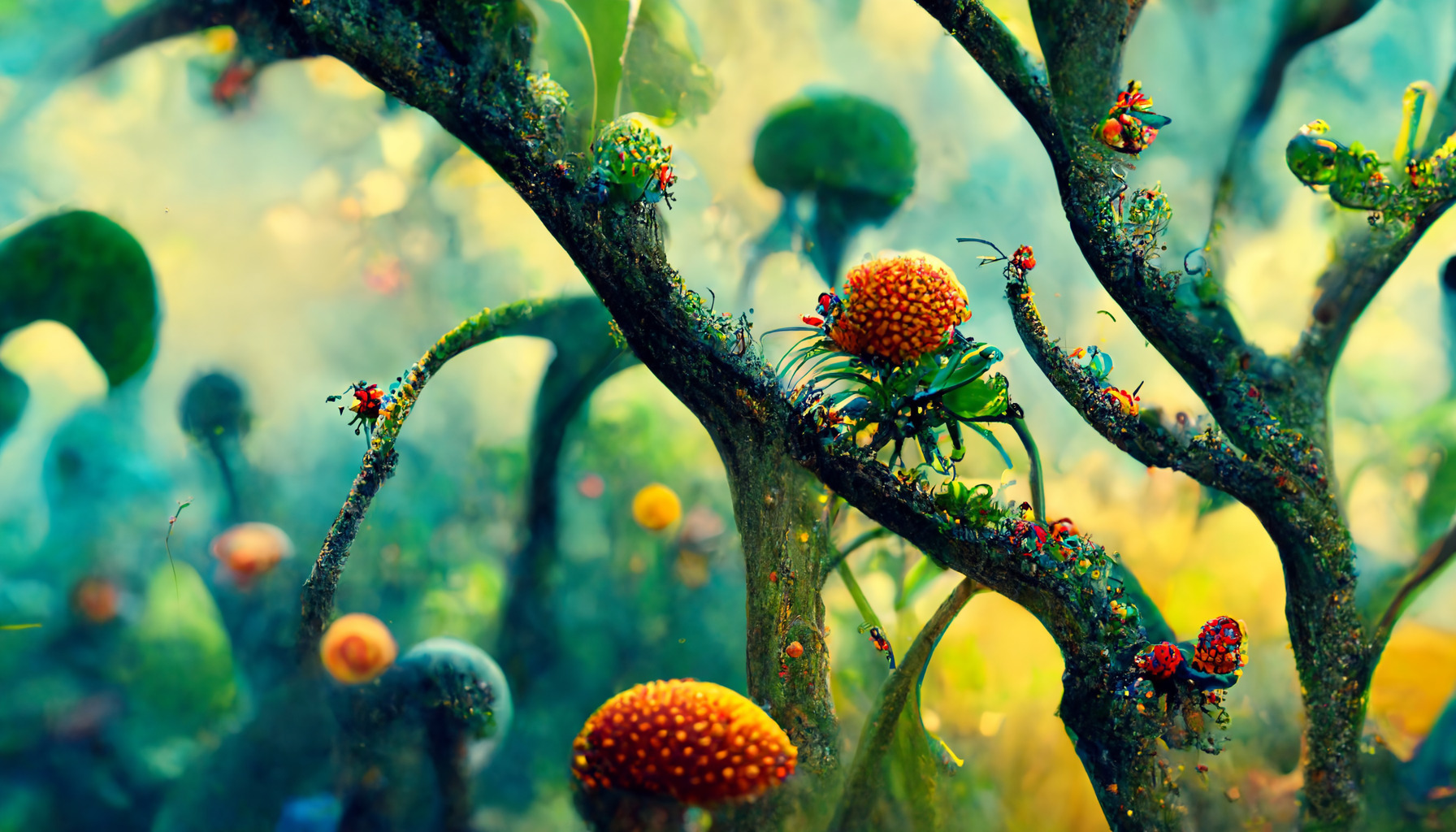araneida_tiny_jungle_insects_on_parade_on_a_branch_jungle_backg_ad3f9e31-4d27-4159-af33-5ab03b6c47a4