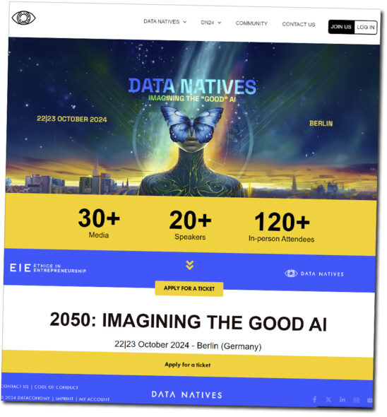 Screenshot from the Data Natives conference site.